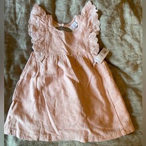NWT Old Navy baby pink dress with eyelet flutter sleeves- size 12-18 months